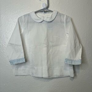 Red Beans Long Sleeve With Gingham Trim Peter Pan Collar Shirt Size 2